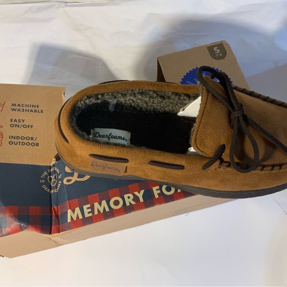 Dearfoams Men's Black Memory Foam Slippers Indoor/Outdoor SZ Small 7-8